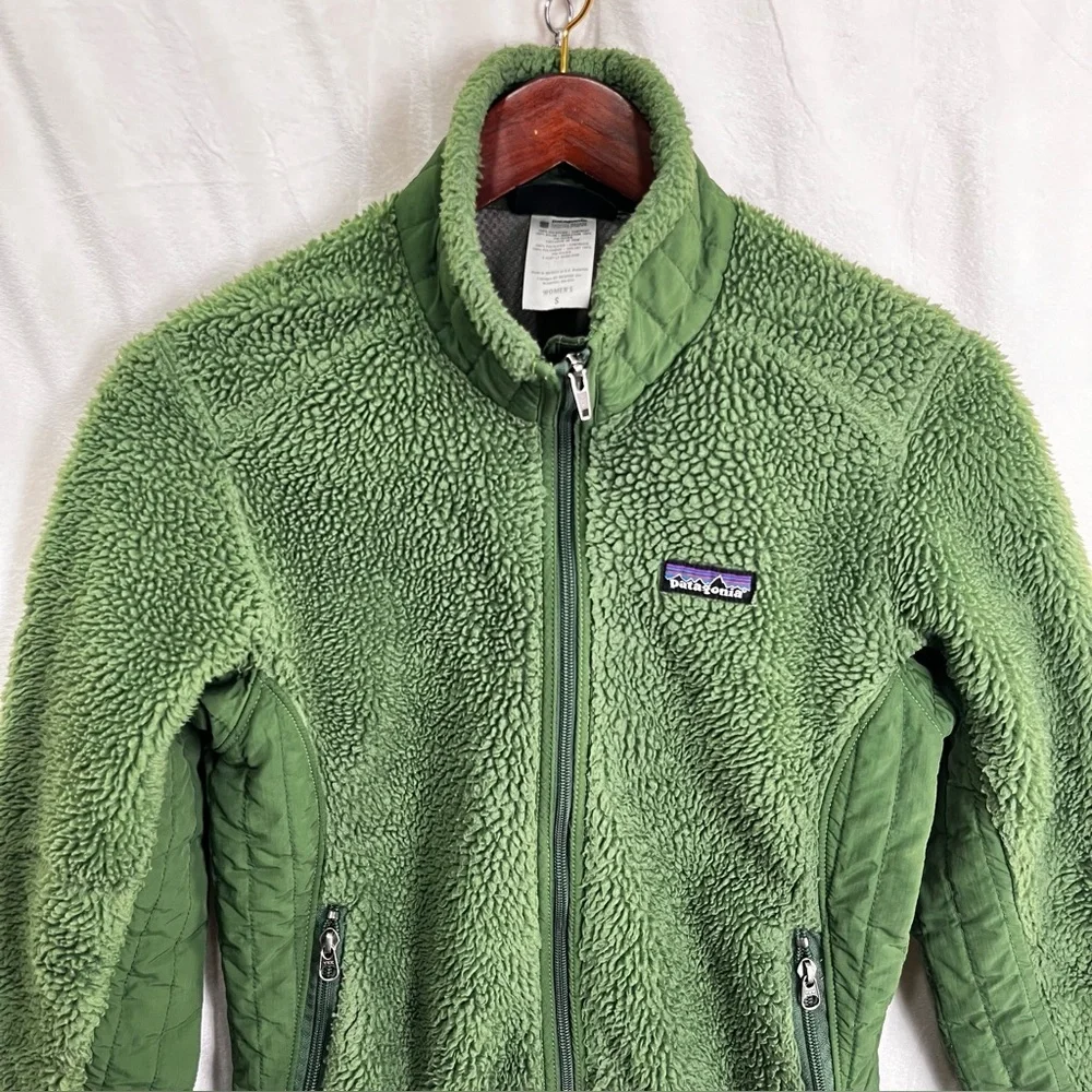 Patagonia Jacket Women S Forest Green Retro X Sherpa Deep Pile Fleece Full Zip